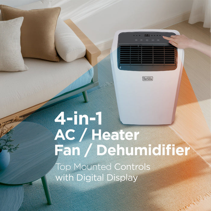Climatiseur portatif intelligent Black+Decker de 12 000 BTU avec chauffage et Wi-Fi - BPACT12HWT