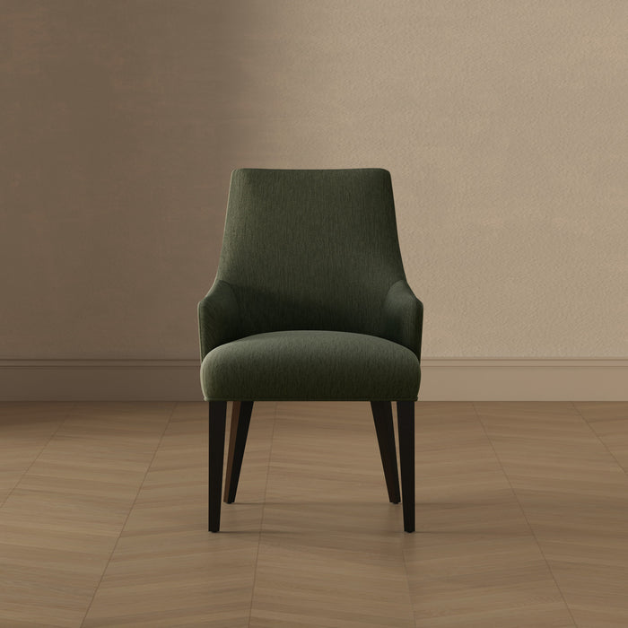 Fauteuil moderne Beever en bois avec revetement chenille vert foret