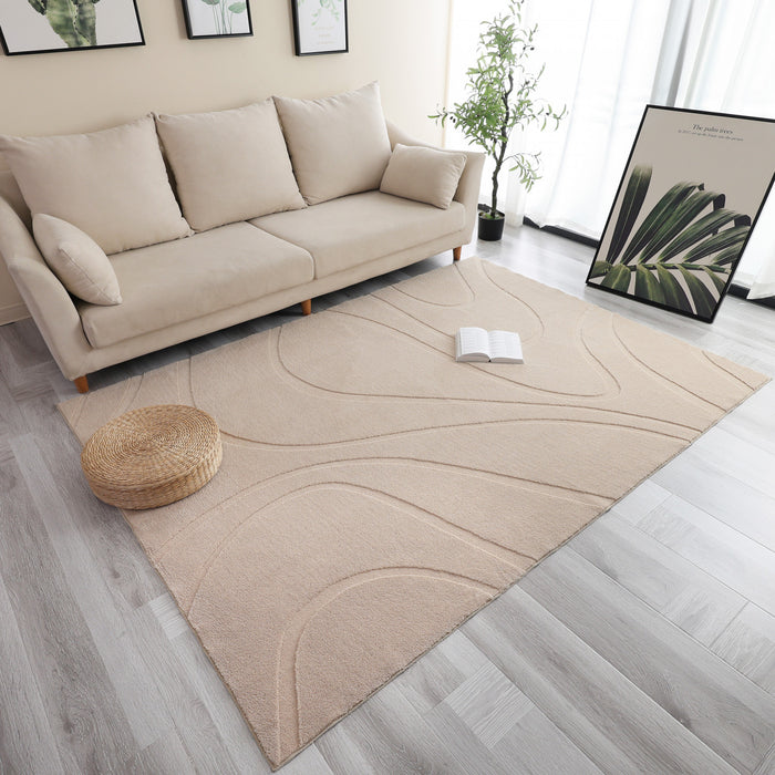 Tapis A Poils Longs Lavable Beige Pearl Hills 5'x7'