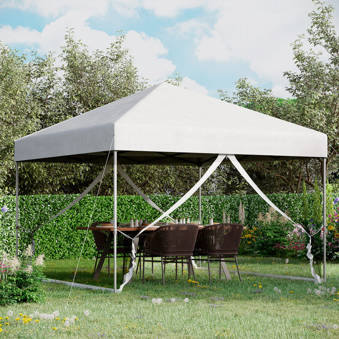 Outsunny 10' X 10' Tente De Fete Exterieure Avec Parois Laterales En Maille, Hauteur Reglable Sur 3 Niveaux, Sac A Roulettes, Argent
