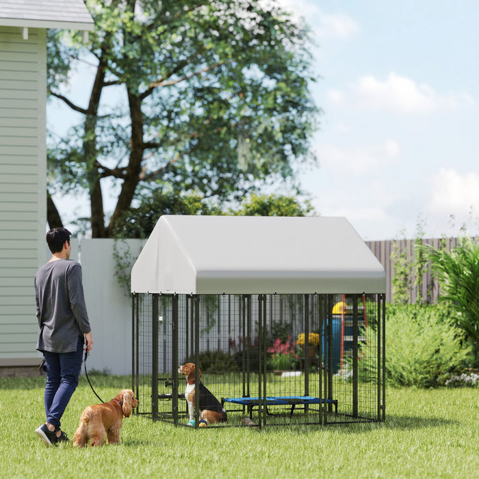 Grand chenil exterieur pour chiens, cloture en acier, 1,83 x 1,83 x 1,83 m