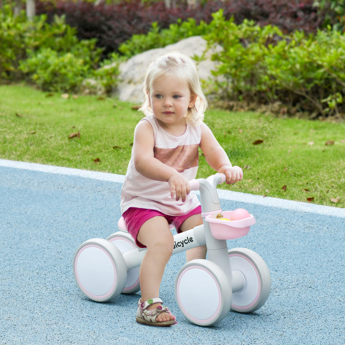 Qaba Velo D'equilibre Pour Bebe, Velo D'equilibre Avec Siege Reglable, Rose