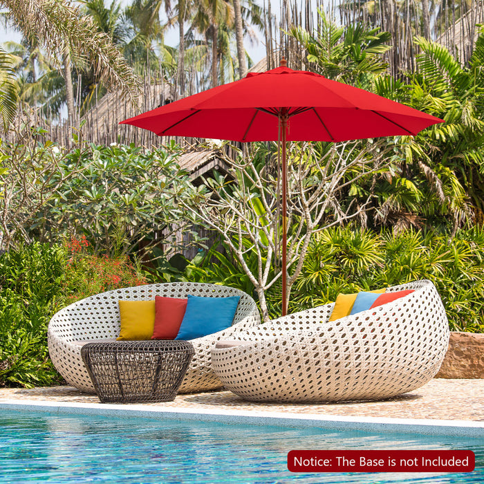Costway Parasol de marche a poulie en corde 9,5FT avec baleines en fibre de verre Rouge