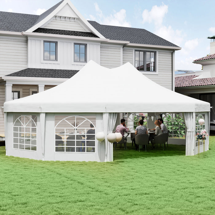 Outsunny Tente Decagonale Haut Pic 8,9 x 6,5 m pour Mariages, Fetes et Evenements