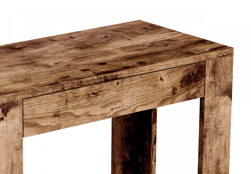 Table d’appoint étroite classique de 24 po avec rangement dissimulé et tablette inférieure - bois recyclé brun