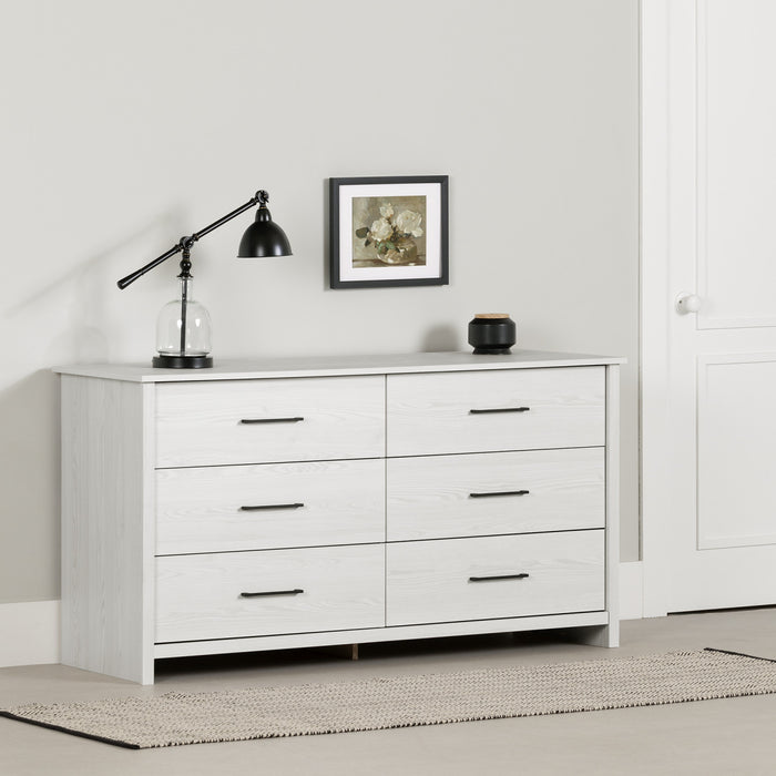 Commode Fernley à 6 tiroirs - pin blanc
