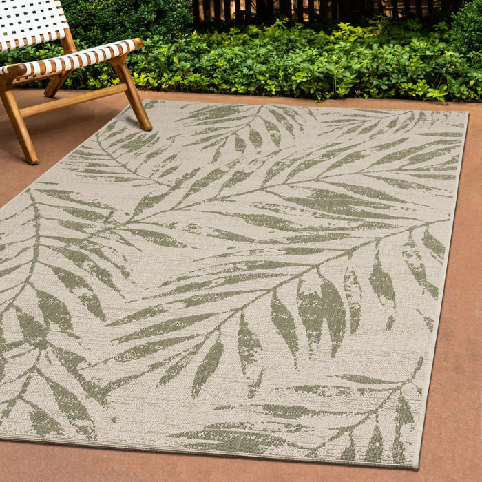 Tapis d'exterieur Jackson Taupe Blanc a bordure elegante, 6'7\" x 9'6\"