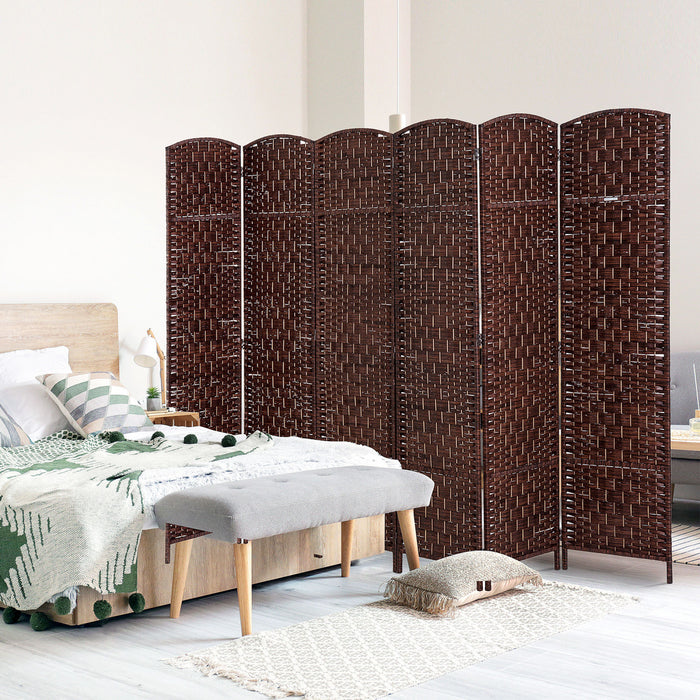 Homcom Paravent De Separation De Piece En Osier Tisse A 6 Panneaux
