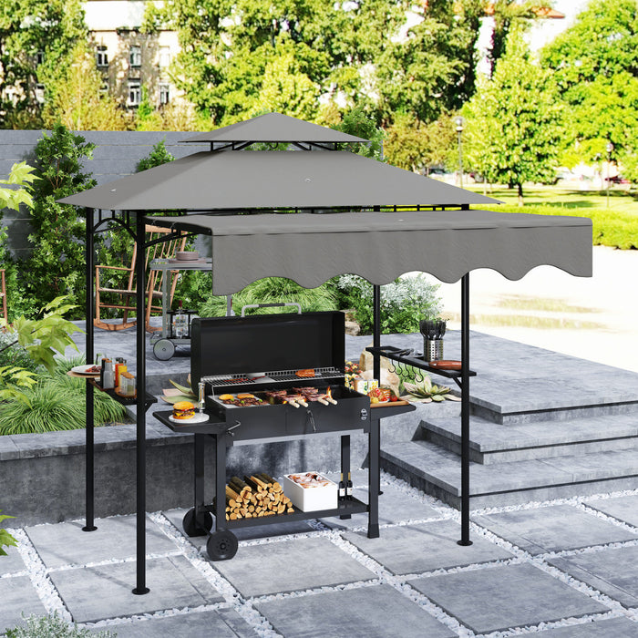 Outsunny Tonnelle De Barbecue 8' X 5', Tonnelle De Barbecue, Gris Clair