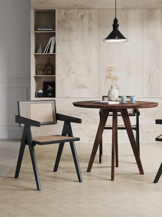 Fauteuil en bois au style industriel chic Hamlet en noir et naturel - Lot de 2