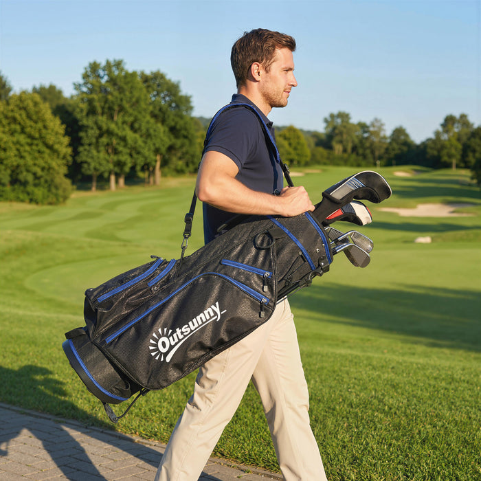 Sac de golf ultra-leger Outsunny, sac de golf tout temps pour hommes, bleu