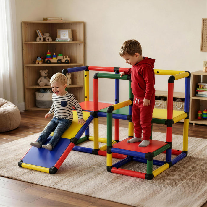 Qaba Structure d'Escalade pour Enfants, Jeux d'Escalade avec Toboggan