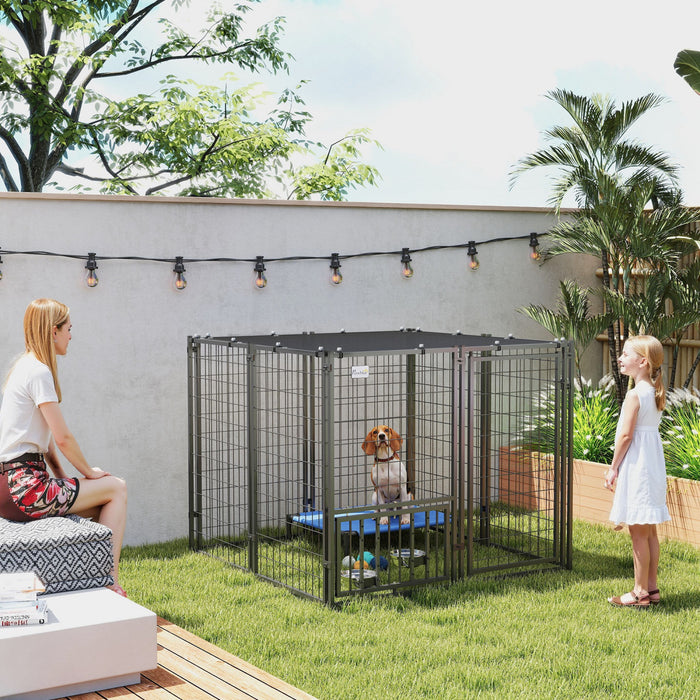 Enclos Pour Chiens Avec Gamelles Reglables Et Rotatives
