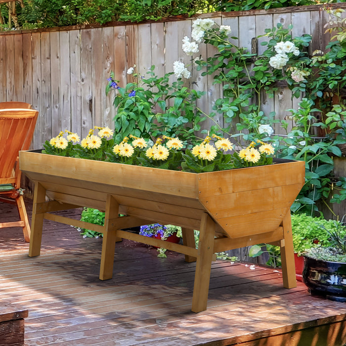 Outsunny Jardiniere Sur Pieds Potager Sureleve Tissu Non-tisse Inclus Bois Massif Sapin Bois Naturel