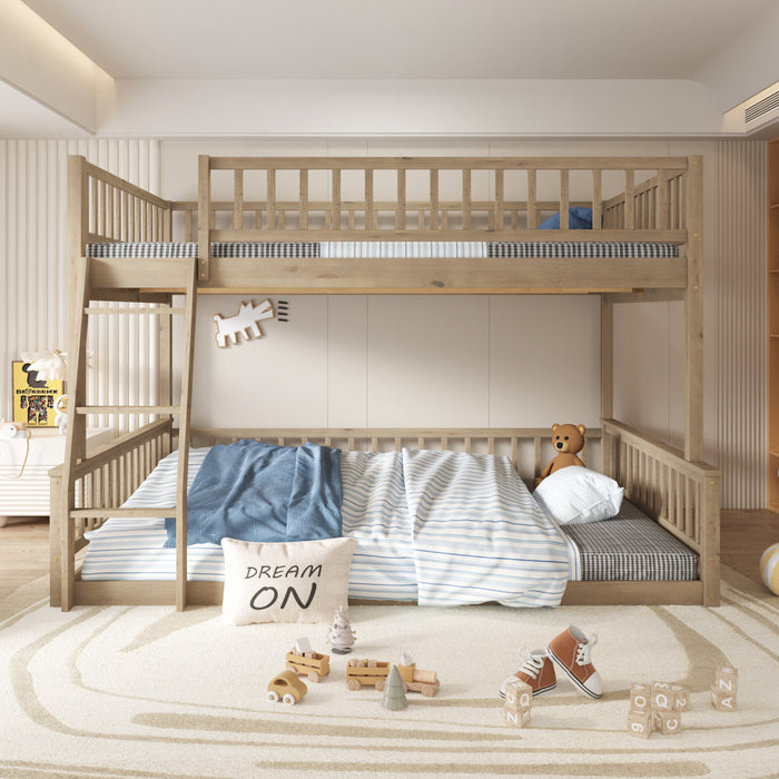 Sabrina – Lit Superpose Convertible En Bois Massif, Format Full Xl Sur Queen Avec Echelle – Noyer