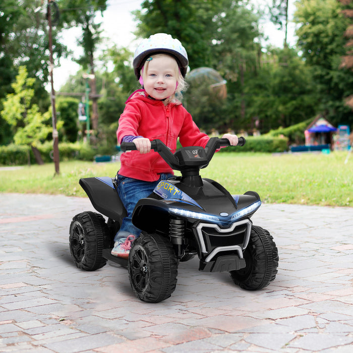 Qaba Vtt Pour Enfants, Vehicule Electrique Alimente Par Batterie 6 V Avec Vitesse Maximale De 1,6 Mph, Phares, Musique, Interrupteur Marche Avant/arriere, Jouet A 4 Roues Pour 18 A 36 Mois, Noir