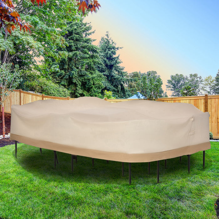 Housse De Table Et De Chaises De Patio Ovale Outsunny, Beige/cafe Pour Ensemble De Sofa