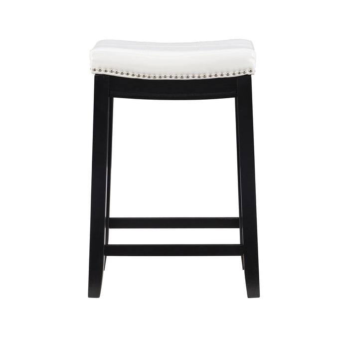 Tabouret Claridge de hauteur comptoir en similicuir et sans dossier - noir et blanc