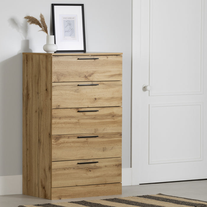  Commode verticale Step One Essential à 5 tiroirs - chêne nordique