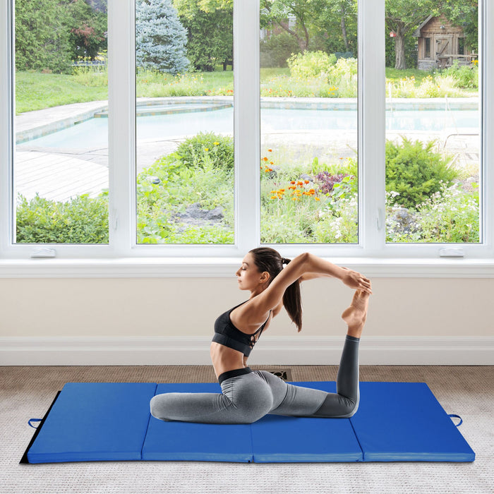 Soozier 4ft X 8ft X 2inch Tri-fold Gymnastics Tumbling Mat Exercise Mat With Carrying Handles, Dark Blue (tapis De Gymnastique Tri-plies Avec Poignees De Transport)