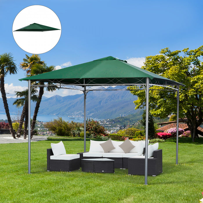 Outsunny 10' X 10' Toile De Rechange Pour Pavillon Tonnelle Tente Toit De Remplacement Gazebo De Jardin Tissu Polyester Haute Densite 180 G/m² Anti-uv Vert