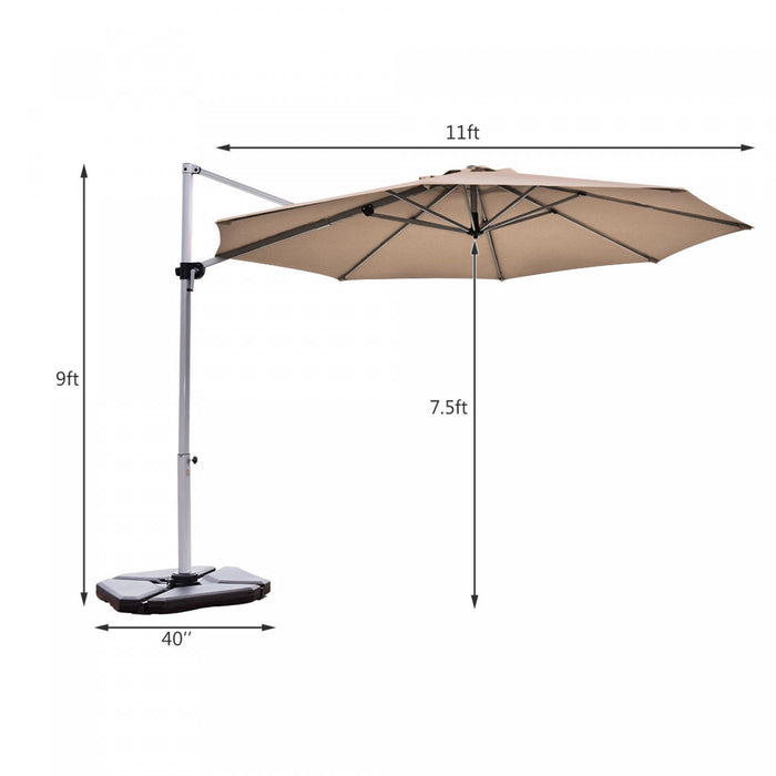 Costway Parasol deporte pour patio de 11 pieds, rotation a 360 degres, inclinaison en aluminium, beige
