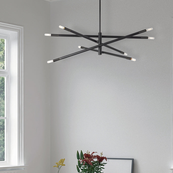 Petit lustre Wand de Dainolite avec fini noir mat et 8 ampoules