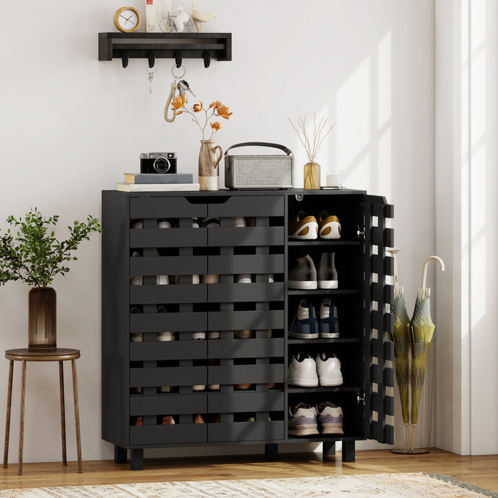 HOMCOM Meuble a chaussures, rangement pour 20 paires de chaussures, noir