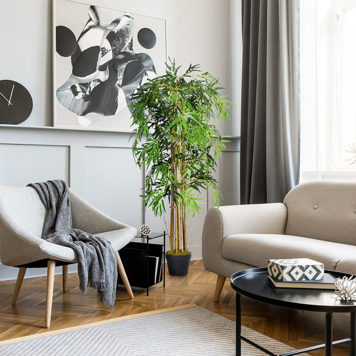HOMCOM Arbre de bambou artificiel de 5pi en pot avec 1095 feuilles vertes