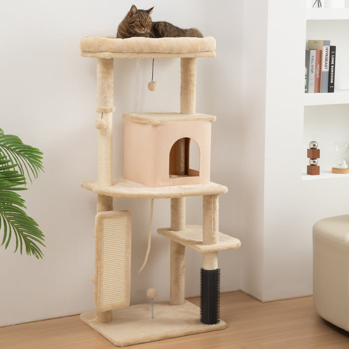 Arbre a Chat de 132 cm avec Poteaux a Griffer, Beige