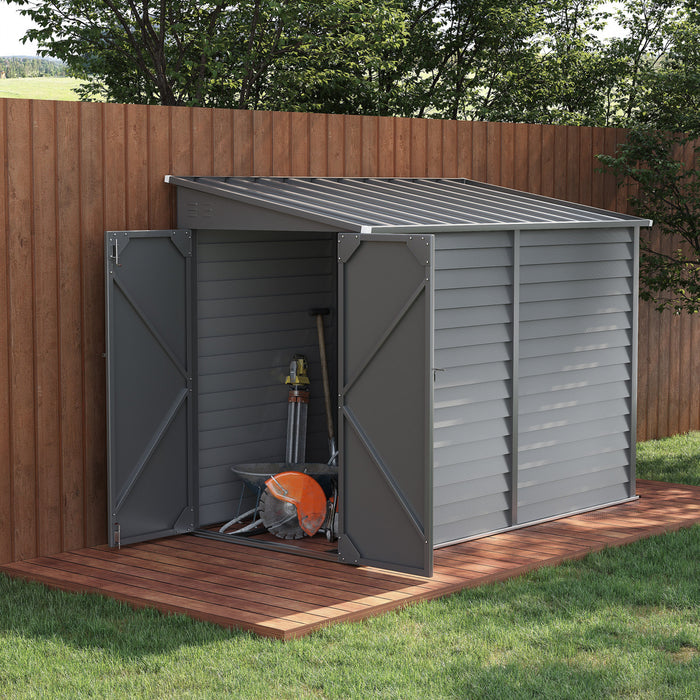 Outsunny Abri De Rangement Exterieur En Metal 4,6 Pi X 9 Pi, Gris