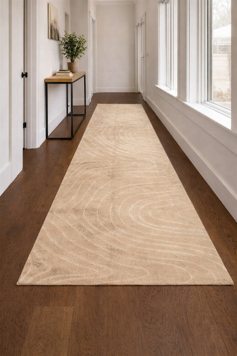 Tapis Lavable/Contemporain Somos 2'8\" x 8'0\" en Beige