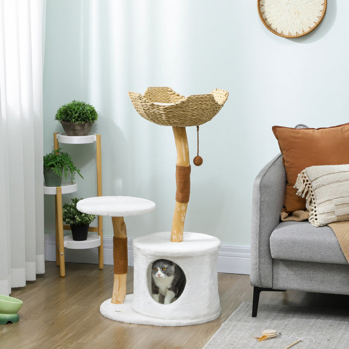 Arbre a Chat en Bois Veritable de 40\" pour Chats de Grande Taille
