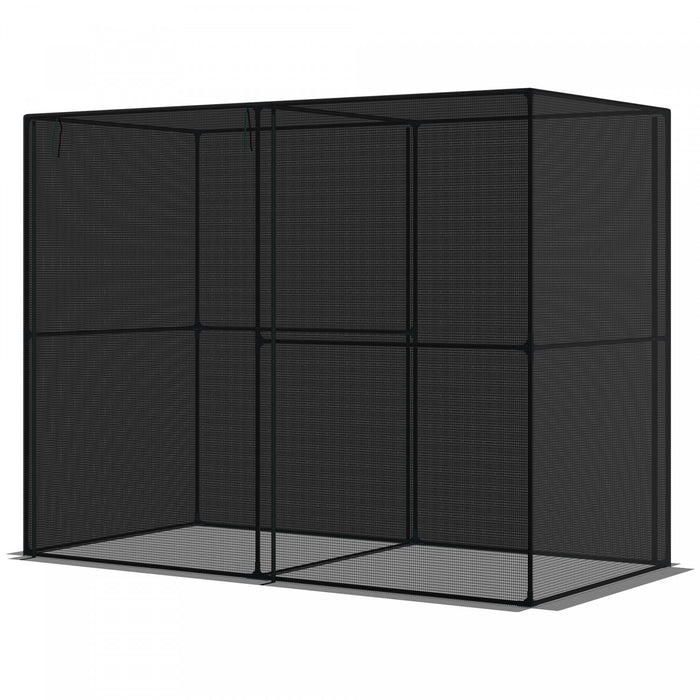 Outsunny 4' X 8' Crop Cage, Plant Protection Tent With Zippered Doors For Vegetable Garden, Backyard, Black