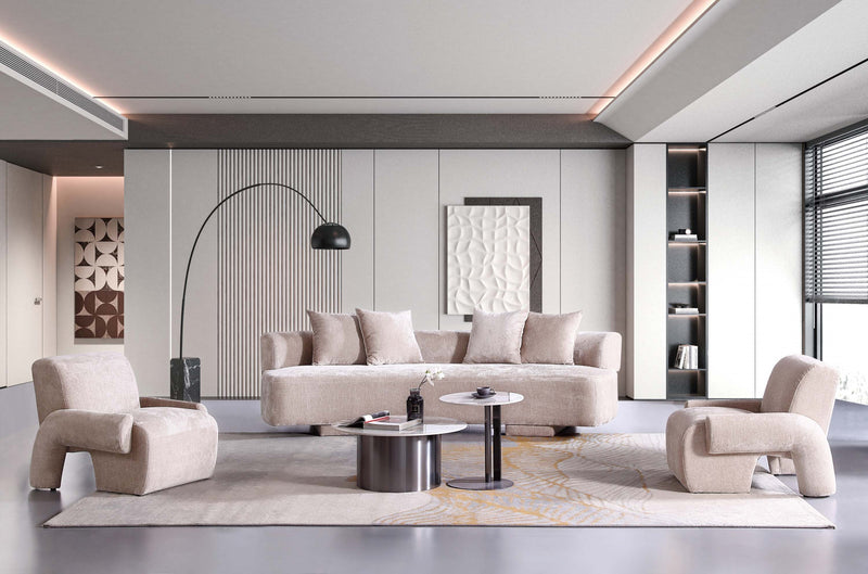 Ensemble de canape 3 pieces Verandah style mid-century modern en beige