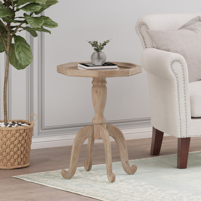 Table D’appoint Traditionnelle Roberta Avec Piètement En Pattes D’araignée, Finition Bois Flotté