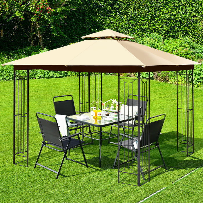 Costway 10’ X 10’ Patio Canopy Gazebo Exterieur 2-tier Tente En Acier Robuste En Forme De L