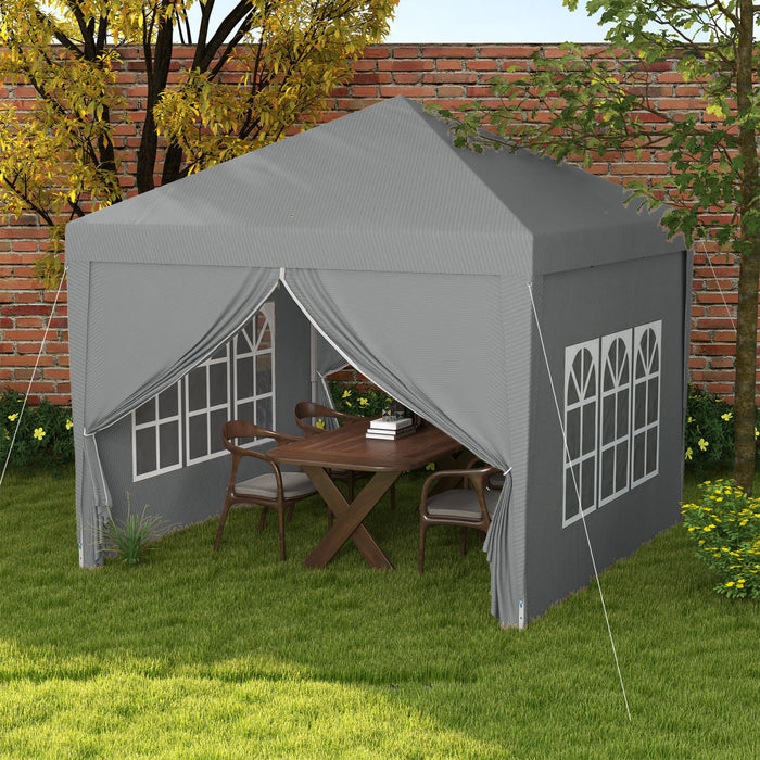 Outsunny 10'x10' Tente De Fete Exterieure Avec Sac De Transport, Gris Clair
