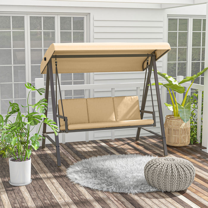 Outsunny Balancelle De Patio 3 Places, Balancoire D'exterieur, Beige