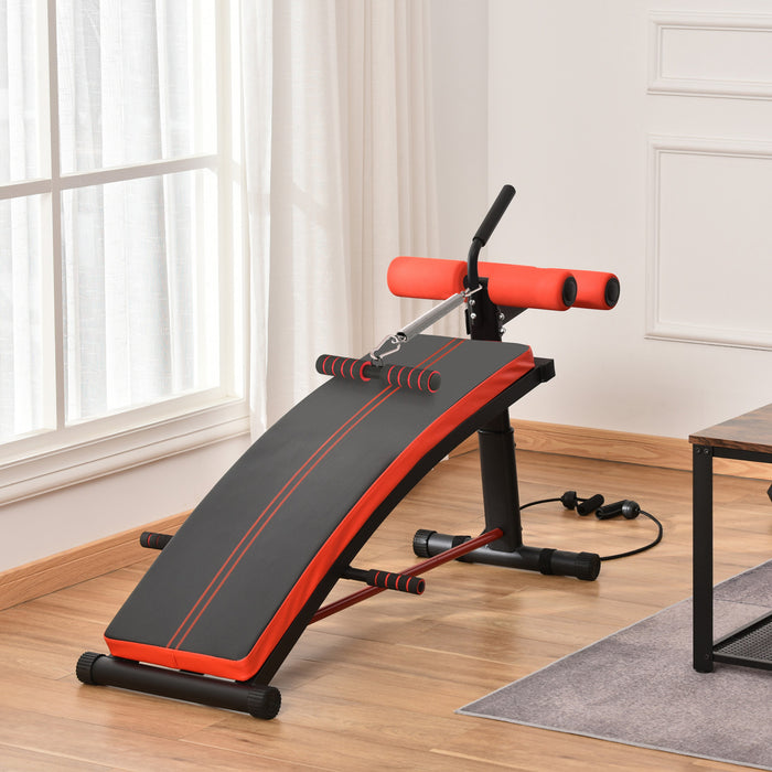 Soozier Banc D'entrainement Entraineur Abdominal Multifonction Avec Bandes D'entrainement Fitness Acier Noir