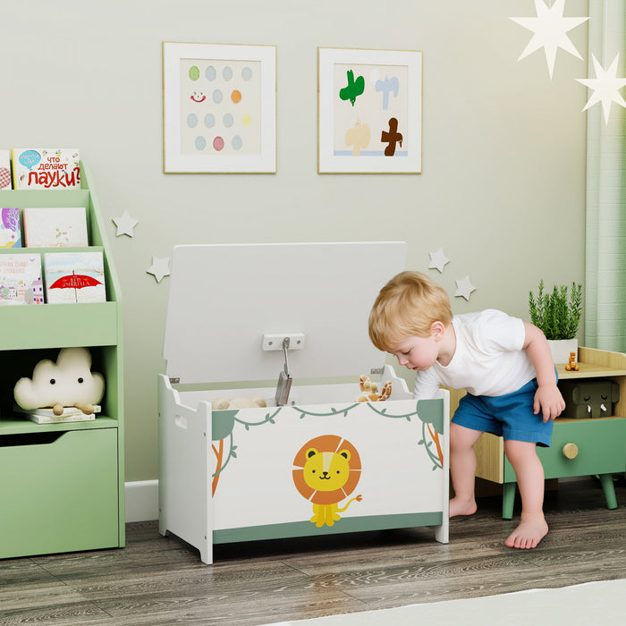 Qaba Coffre De Rangement Pour Enfants Avec Charnieres De Securite, Vert