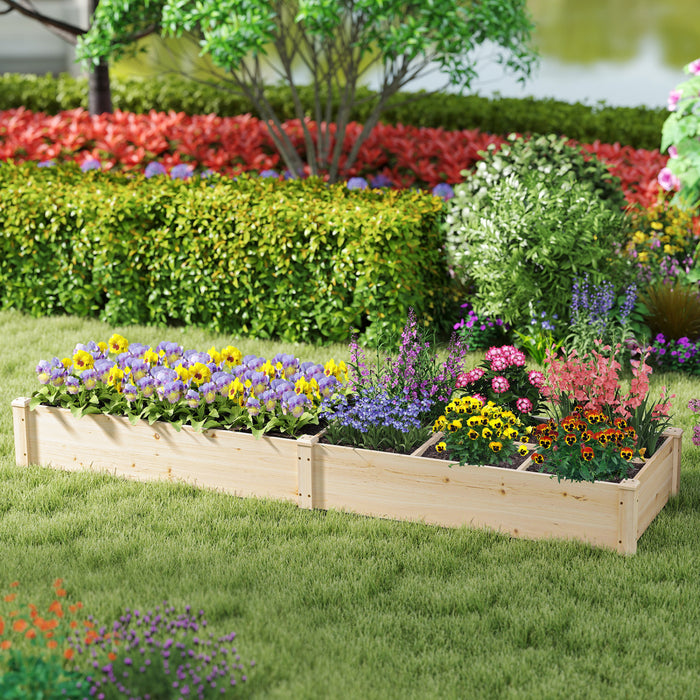 Lit De Jardin Eleve En Bois Costway, Planteur De Patio Eleve Avec 7 Compartiments De Plantation Pour La Fleur