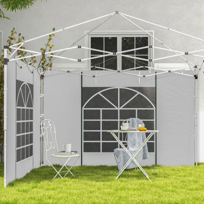 Outsunny Parois Laterales D'auvent Instantane Avec Fenetres Et Portes, Pour Auvent Pop-up De 10' X 10' Ou 10' X 20', Remplacement Des Murs D'auvent, 2 Pieces, Blanc