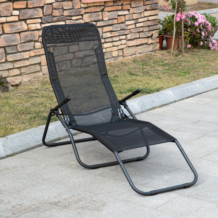 Chaise Longue De Patio Pliable Outsunny Noire