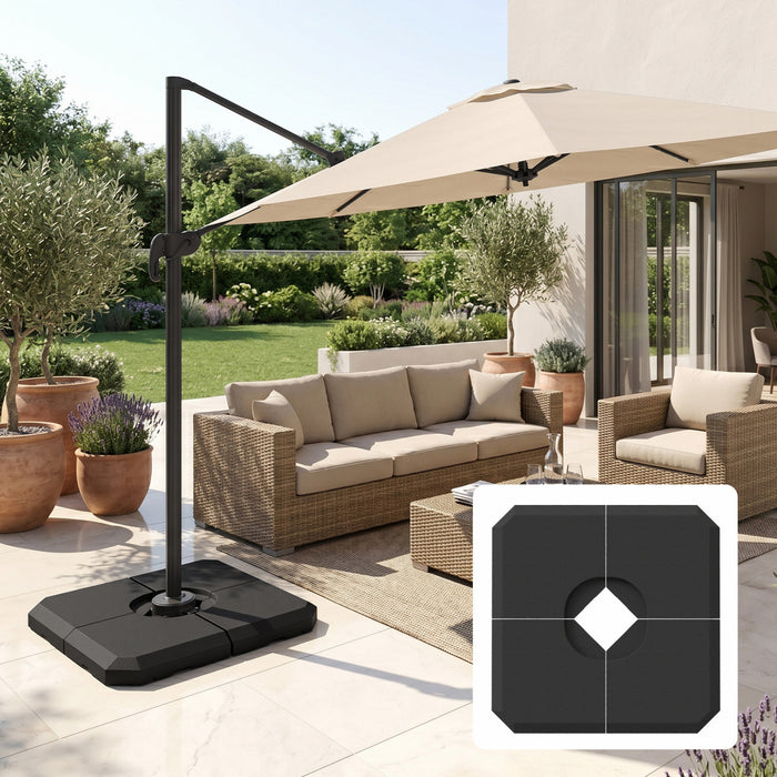 Outsunny, lot de 4 socles pour parasol, noir
