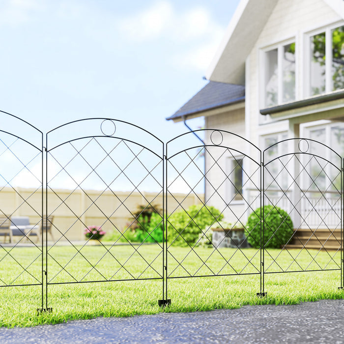 Outsunny Cloture de jardin en acier 11,4', lot de 4, noir