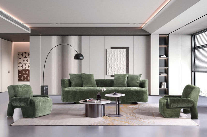 Ensemble canape 3 pieces Verandah style mid-century modern en vert olive