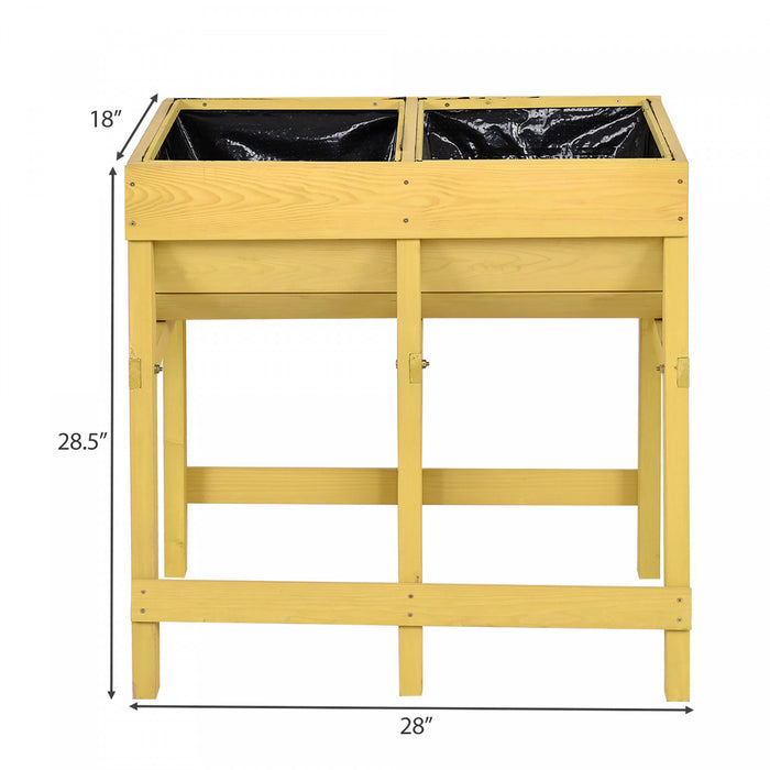 Costway Table De Culture Jardiniere Sur Pieds Jardiniere En Bois Jardiniere Surelevee En Sapin 70 X 44,5 X 72 Cm Potager Sur Pied En Bois Jaune
