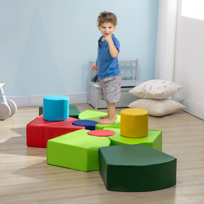 Qaba 10 Pieces, Ensemble De Jeu En Mousse, Logiciel Educatif Colore Pour Enfants, Escaliers Et Rampes Pour Les Tout-petits, Jouets D'activite Pour Les Bebes D'age Prescolaire - Multicolore