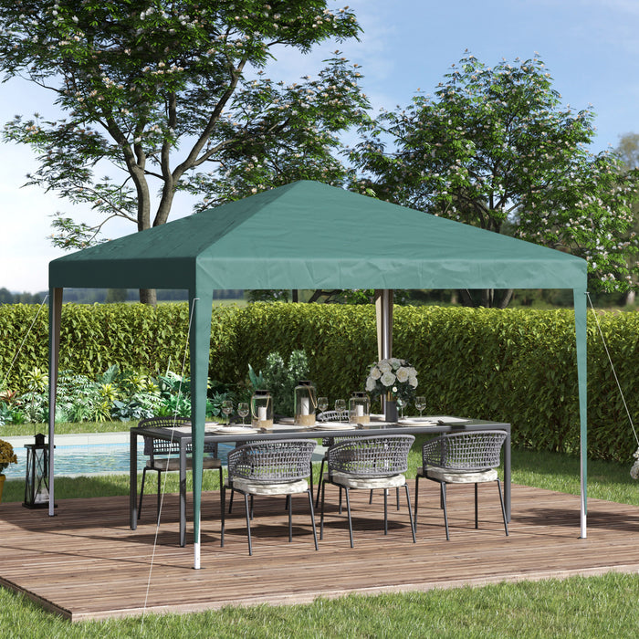 Outsunny 10x10ft Tente Escamotable Pliante D'exterieur Avec Auvent De Gazebo Avec Sac De Transport, Vert